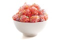 Freeze Dried Sweet and Tangy Candy with Small Candies on the Outside of a Chewy Center Isolated on a White Background