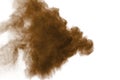 Freeze motion of brown dust explosion. Stopping the movement of brown powder.