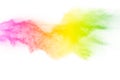 Freeze motion of color particles on white background. Multicolored granule of powder explosion Royalty Free Stock Photo