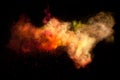 Freeze motion of colored dust explosion Royalty Free Stock Photo