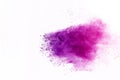 Freeze motion of colored powder explosion isolated on black background. Abstract of Multicolor dust splatted. Royalty Free Stock Photo