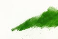 Freeze motion of Green powder exploding on white background. Royalty Free Stock Photo