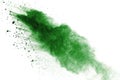 Freeze motion of green powder exploding on white background Royalty Free Stock Photo