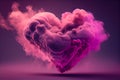 Freeze motion of heart shaped powder isolated on black background. Abstract design of dust cloud. Particles explosion Royalty Free Stock Photo