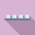 Freezer ice cube tray icon flat vector. Water container