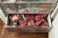 Freezing berries for the winter. Packaged frozen berries in plastic bags. In the freezer