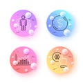 Freezing click, Infographic graph and Group minimal line icons. For web application, printing. Vector