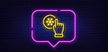 Freezing click line icon. AC cold temperature sign. Neon light speech bubble. Vector