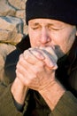 Freezing cold male with stubble Royalty Free Stock Photo