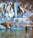 A freezing cold waterfall in Lucky village, Slovakia Royalty Free Stock Photo