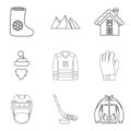 Freezing injury icons set, outline style Royalty Free Stock Photo