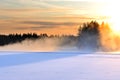 Freezing river in a cold winter day. Royalty Free Stock Photo