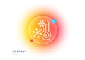Freezing thermometer line icon. AC cold temperature sign. Gradient blur button. Vector Royalty Free Stock Photo