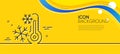 Freezing thermometer line icon. AC cold temperature sign. Minimal line yellow banner. Vector