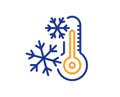 Freezing thermometer line icon. AC cold temperature sign. Vector Royalty Free Stock Photo