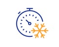 Freezing timer line icon. AC cold temperature sign. Vector