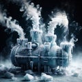 Freezing waterpipes, water pipes, cold frozen and covered with ice Royalty Free Stock Photo