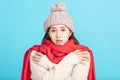 Freezing young woman in winter cloth Royalty Free Stock Photo