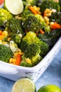 Frehs salad of boiled carrots and broccoli with spicy Royalty Free Stock Photo