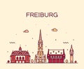 Freiburg Breisgau Baden linear city Germany vector