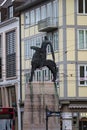 Monument of the horseman on a horse on the European street