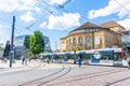 FREIBURG IM BRISGAU, GERMANY, 18 JULY 2020:Tram in the city center Royalty Free Stock Photo