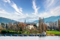 Freiburg with the Seepark in front and the Black Forest in the background