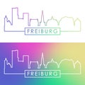 Freiburg skyline. Colorful linear style.