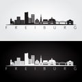 Freiburg skyline and landmarks silhouette