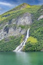 Freier waterfall at Geirangerfjord in the norway village of Stranda in the province of Moere og Romsdal