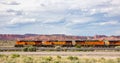 Freight  BNSF train, canyon de Chelly area, sunny spring day in Chinle, Arizona, USA Royalty Free Stock Photo