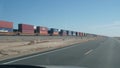 Freight cargo containers, railroad train or railway. Rail road transportation. Royalty Free Stock Photo