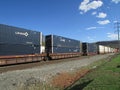 Freight cars with containers in West Haverstraw, NY. Royalty Free Stock Photo