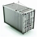 Freight container in air. Large container on chain loading.