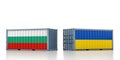 Freight container with Bulgaria and Ukraine national flag.