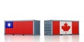 Freight container with Canada and Taiwan national flag.
