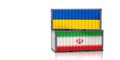 Freight container with Iran and Ukraine flag.