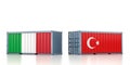 Freight container with Italy and Turkey flag.