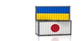Freight container with Japan and Ukraine flag.