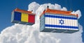 Freight container with Romania and Israel flag.