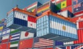 Freight containers with Argentina and Panama national flags.