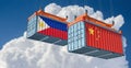 Freight containers with China and Philippines flag.