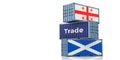 Freight containers with Georgia and Scotland flag.