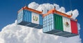 Freight containers with Guatemala and Mexico flag.