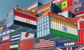 Freight containers with India and Egypt flag.