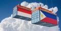 Freight containers with Indonesia and Philippines flag.