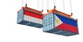 Freight containers with Indonesia and Philippines flag.