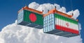 Freight containers with Iran and Bangladesh flag.