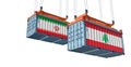 Freight containers with Iran and Lebanon flag.