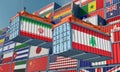 Freight containers with Iran and Lebanon flag.